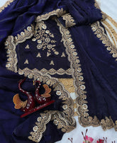 Space Silk With Beautiful Sequins And Cording Embroidery Work Saree